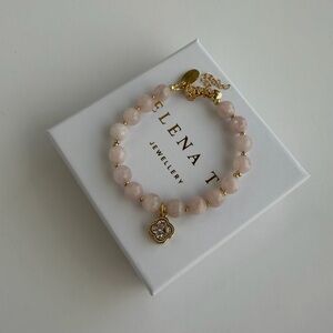 678 Rose Quartz Stone Charm Bracelet